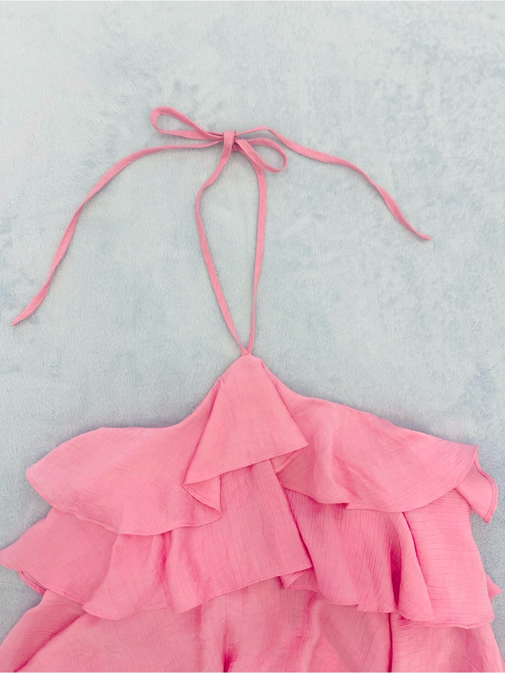 Pink Ruffle Halter Crop Top - Picture 5 of 5